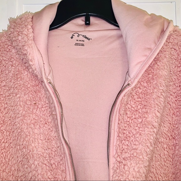 Fuzzy Pink Art Class zip-up jacket Kids 14/16 - Picture 3 of 3